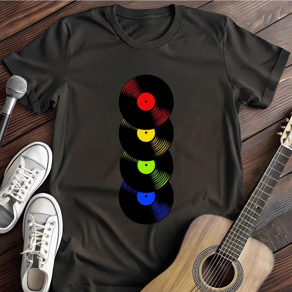 Printify T-Shirt Black / S Record Rainbow Vinyl Vibes T Shirt
