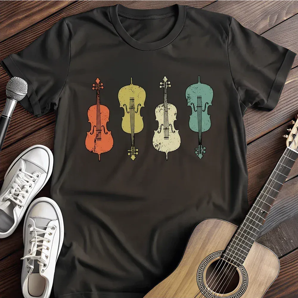 Printify T-Shirt Black / S Retro Cellos T Shirt