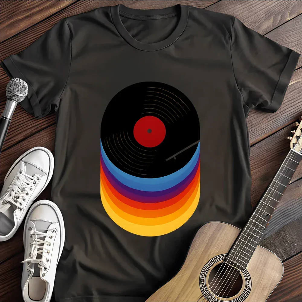 Printify T-Shirt Black / S Retro Vinyl Rainbow Records T Shirt