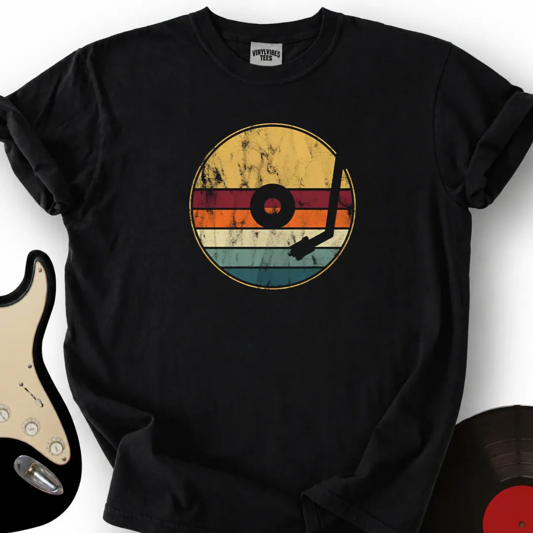 Printify T-Shirt Black / S Retro Vinyl T-Shirt