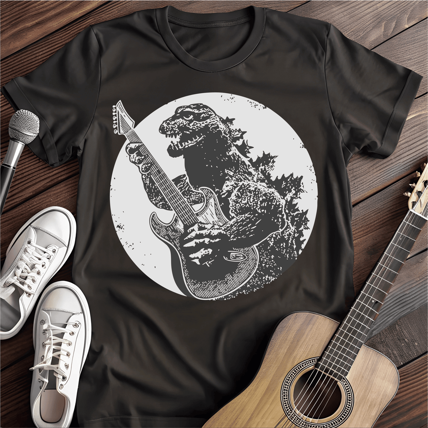 Printify T-Shirt Black / S Rock Godzilla Tee