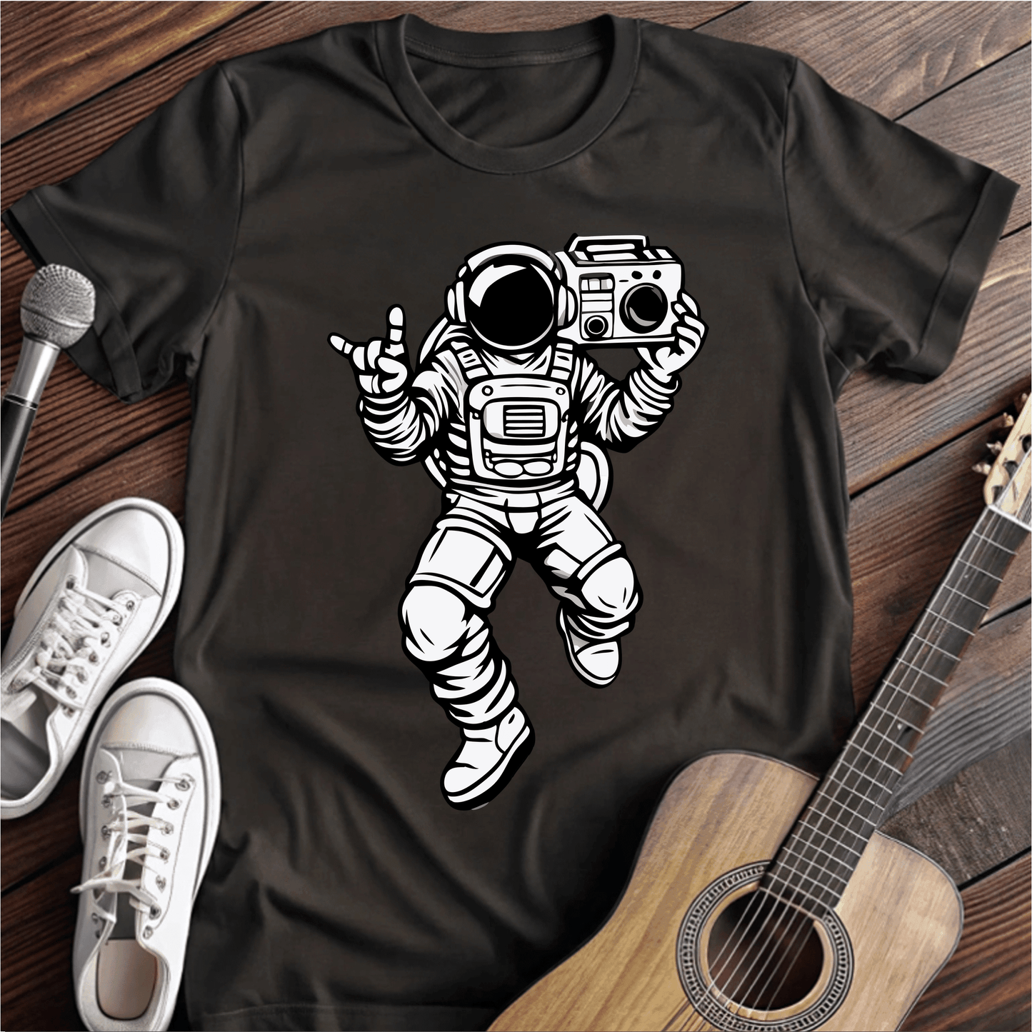 Printify T-Shirt Black / S Rocking Astronaut Tee