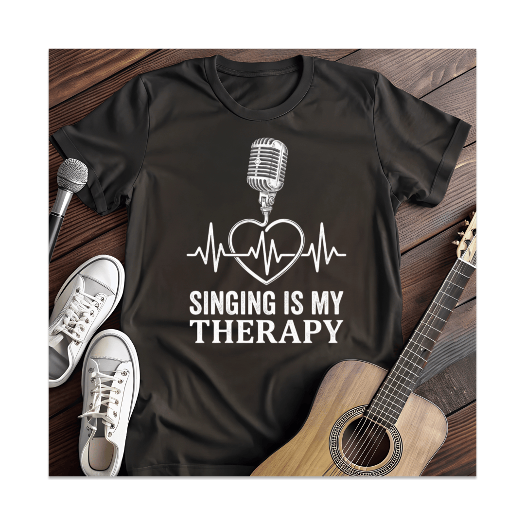 Printify T-Shirt Black / S Singing Is My Therapy Heartbeat T-Shirt