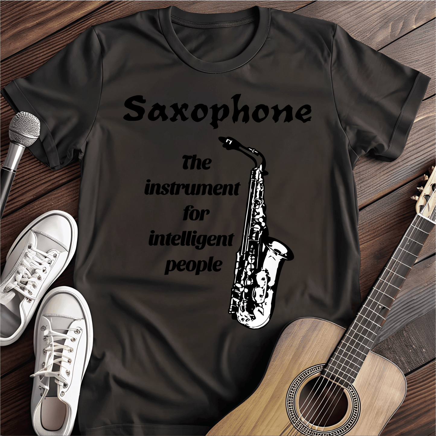 Printify T-Shirt Black / S Smart Saxophone Tee