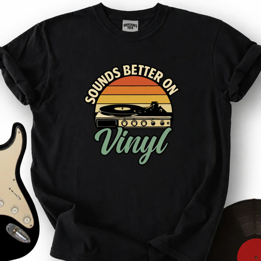 Printify T-Shirt Black / S Sounds Better On Vinyl Premium T-Shirt
