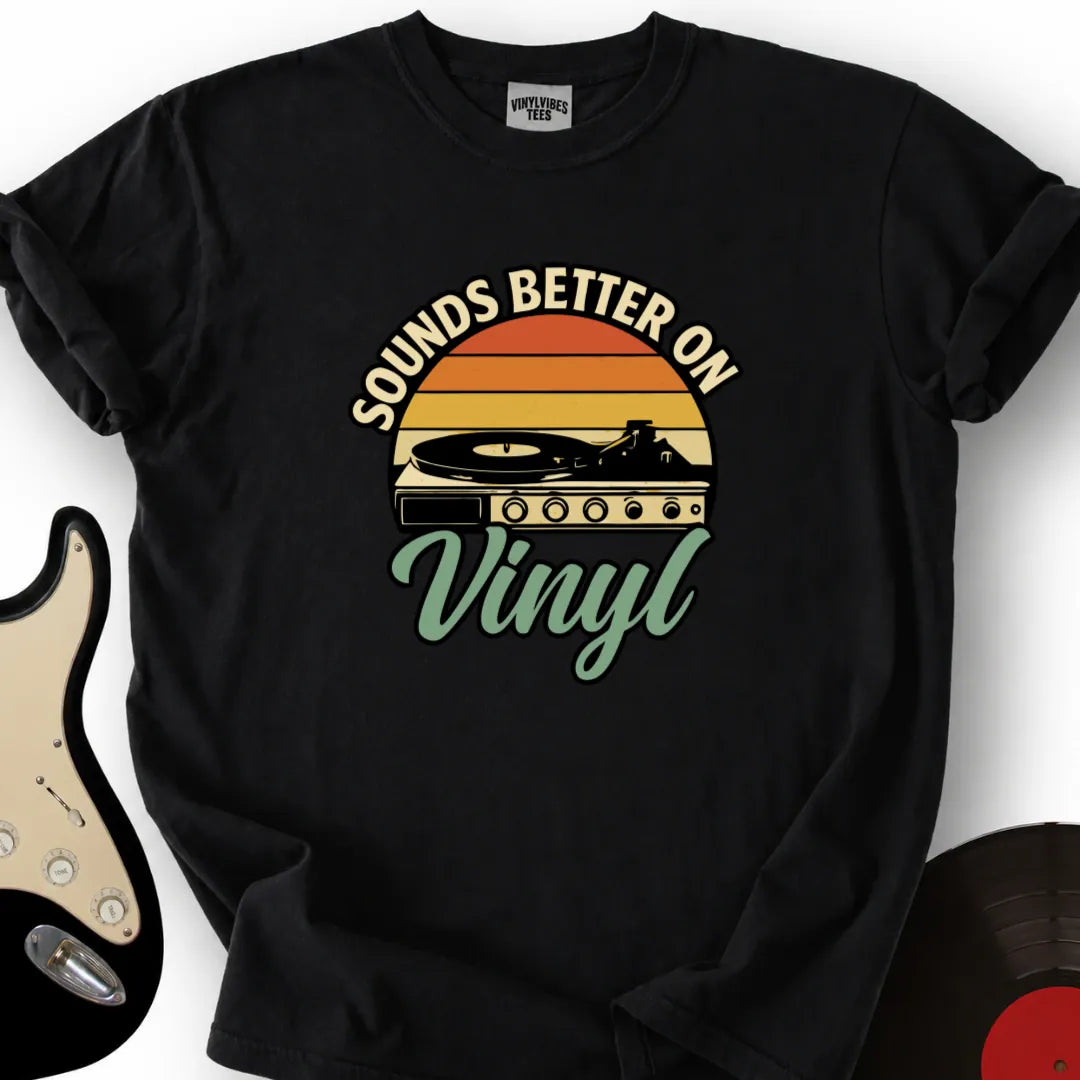 Printify T-Shirt Black / S Sounds Better On Vinyl Premium T-Shirt