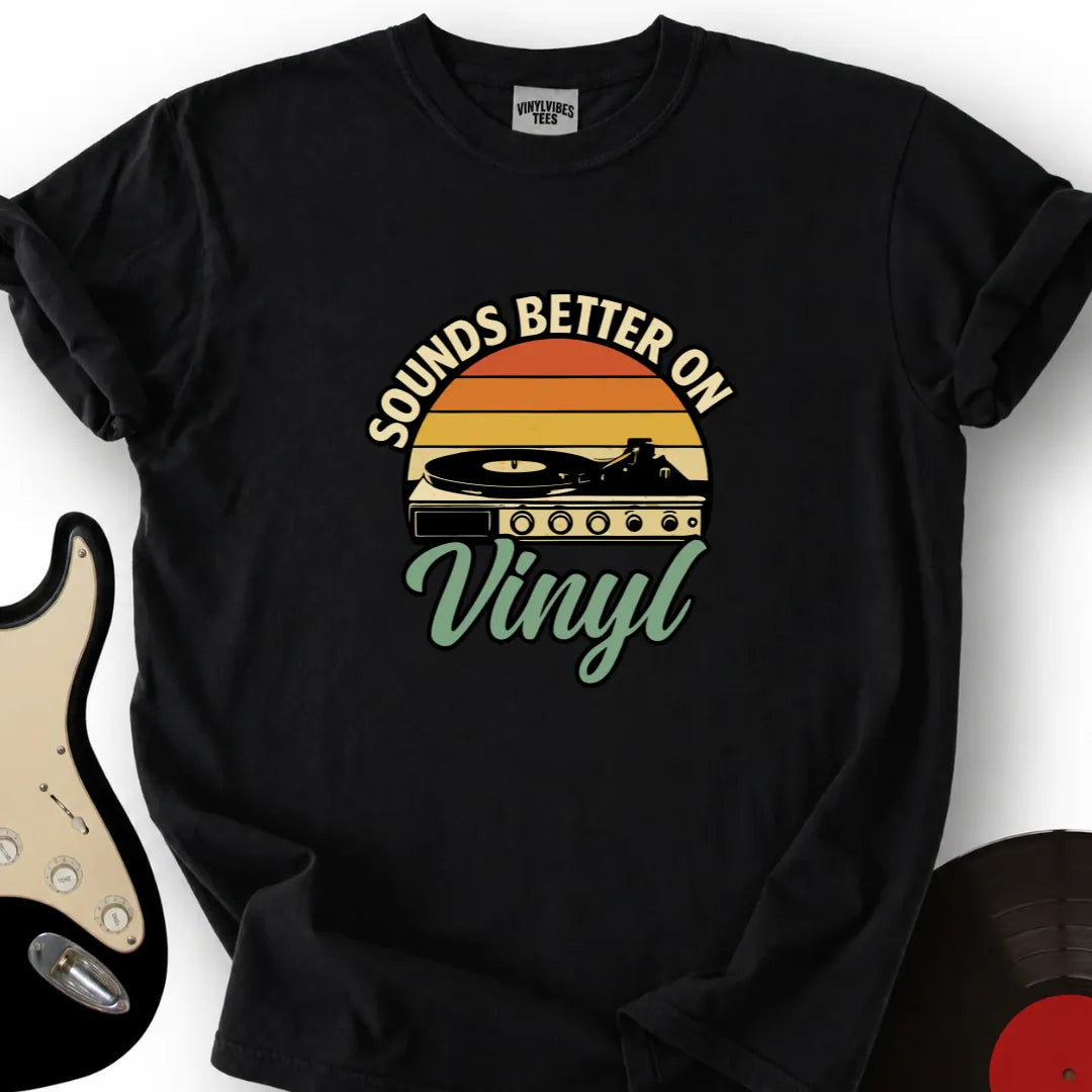 Printify T-Shirt Black / S Sounds Better On Vinyl T-Shirt