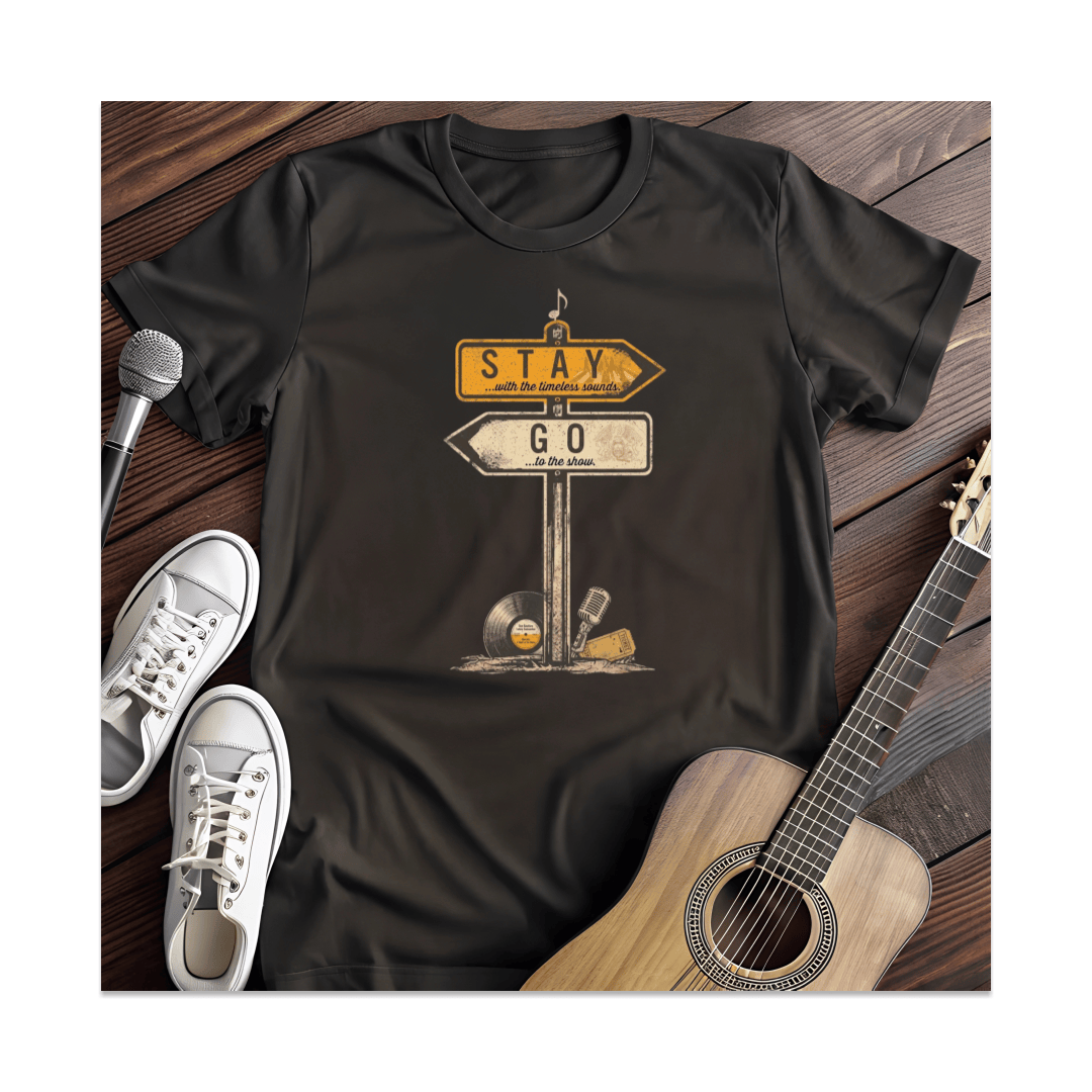 Printify T-Shirt Black / S Stay Or Go Signpost T-Shirt