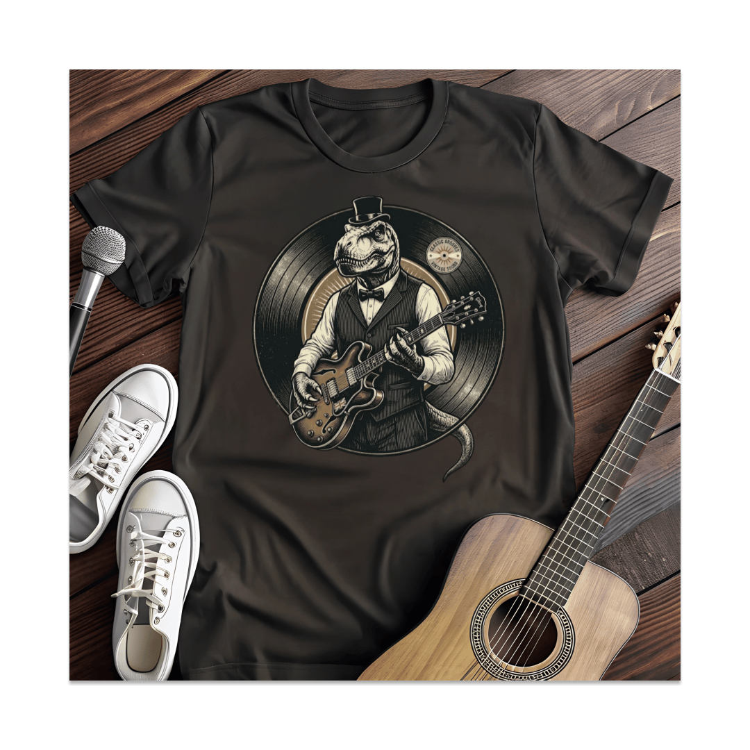 Printify T-Shirt Black / S The Retro Vinyl T-Rex Graphic T-Shirt