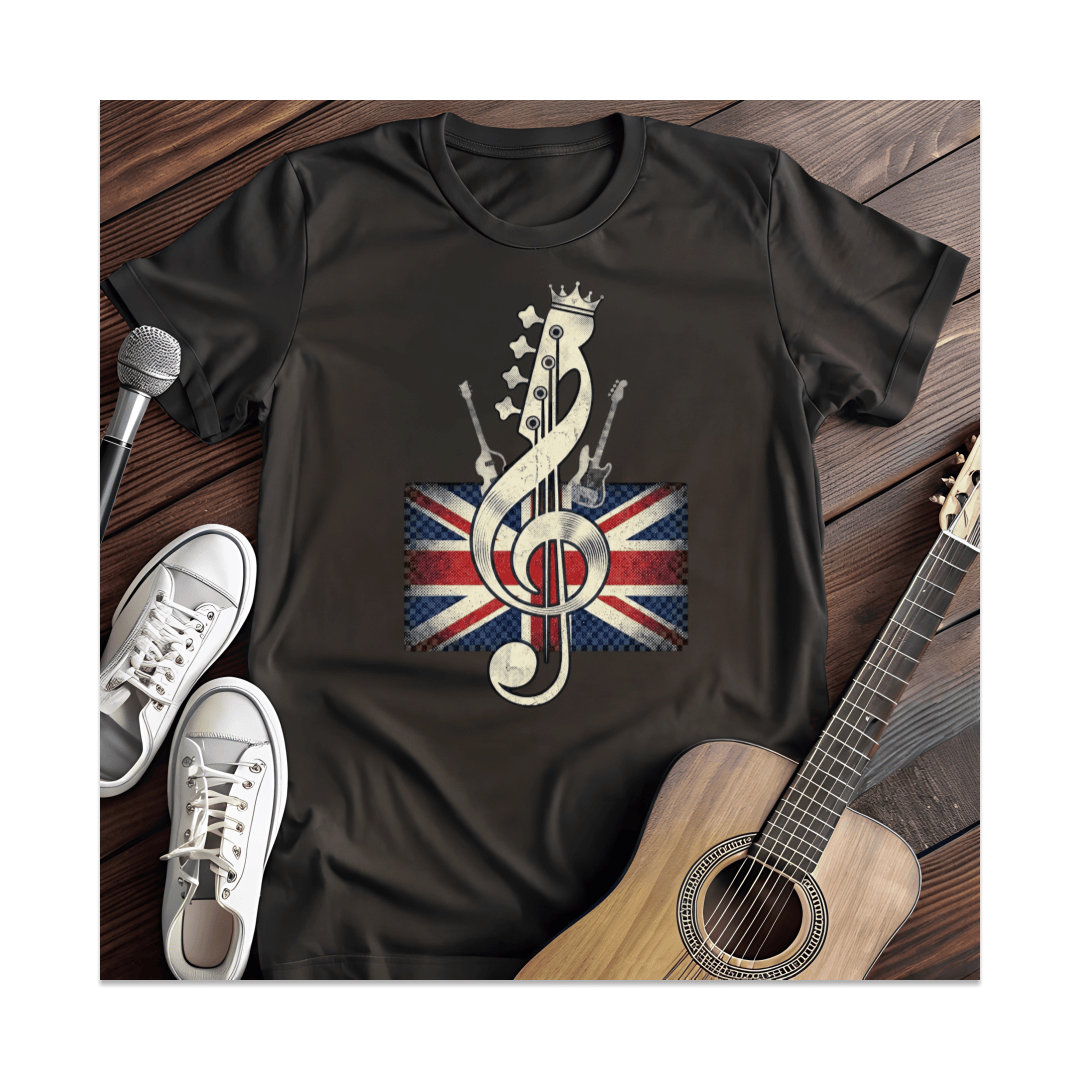 Printify T-Shirt Black / S Union Jack Guitar Treble Clef T-Shirt