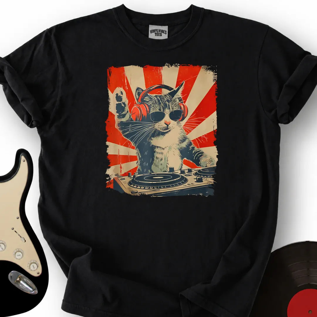 Printify T-Shirt Black / S Vibing Cat T-Shirt