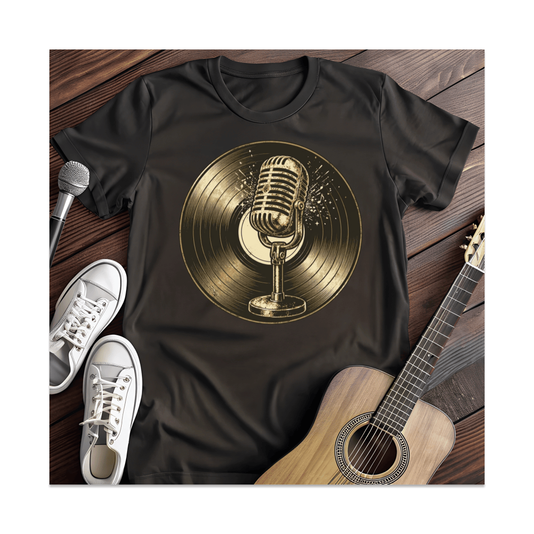 Printify T-Shirt Black / S Vintage Microphone Vinyl T-Shirt