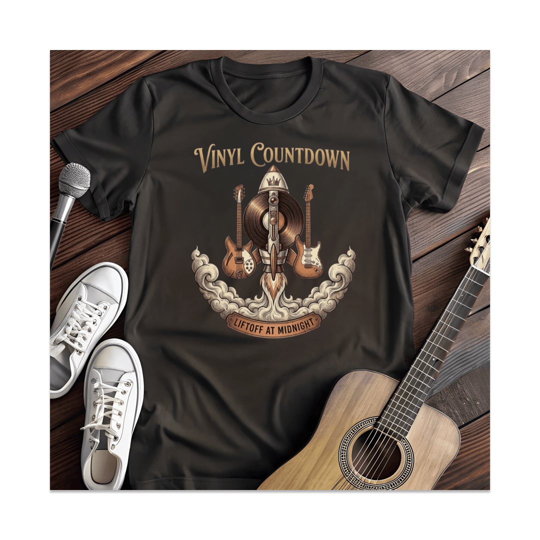 Printify T-Shirt Black / S Vinyl Countdown Rocket T-Shirt