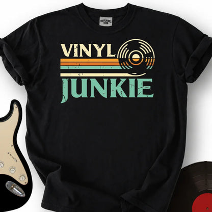 Printify T-Shirt Black / S Vinyl Junkie T-Shirt