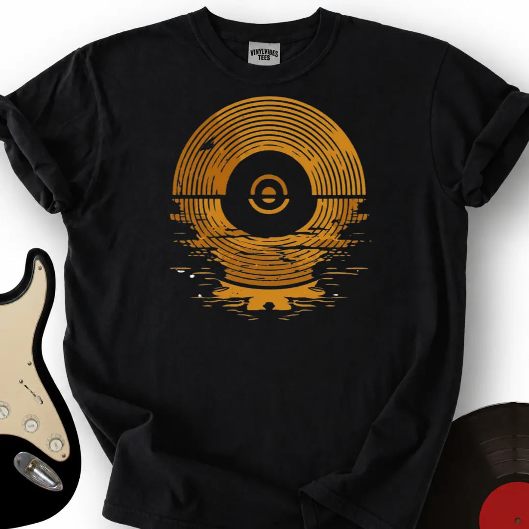 Printify T-Shirt Black / S Vinyl Records Sunset T-Shirt