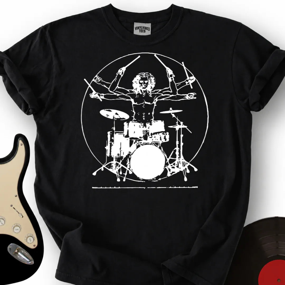 Printify T-Shirt Black / S Vitruvian Drummer T-Shirt