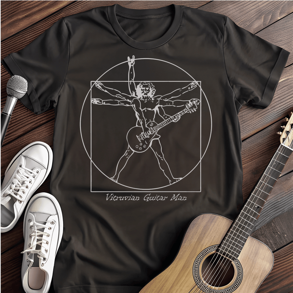 Printify T-Shirt Black / S Vitruvian Guitar Man T-Shirt