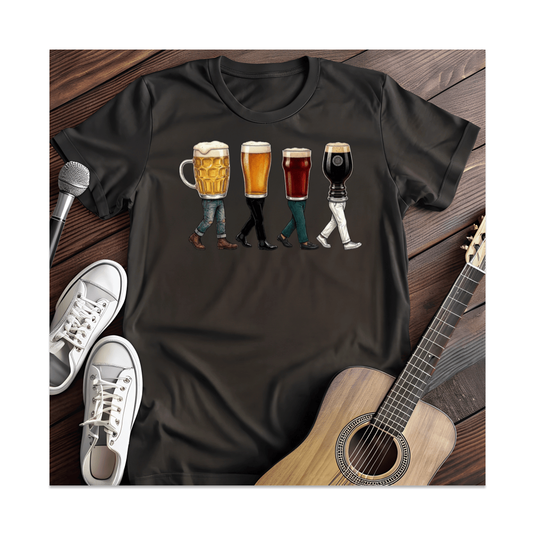 Printify T-Shirt Black / S Walking Beer Glasses Parody T-Shirt