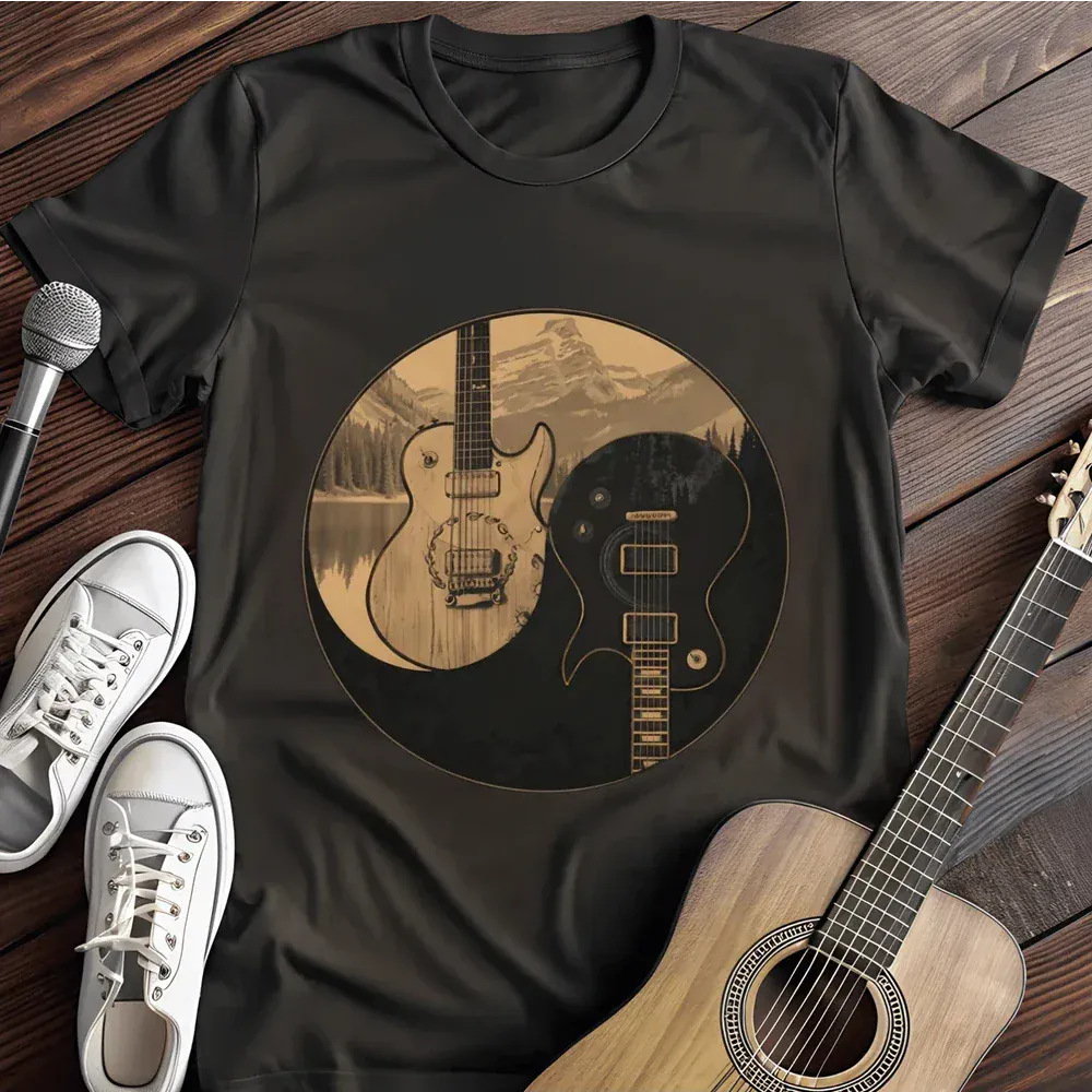 Printify T-Shirt Black / S Ying Yang Guitar T Shirt