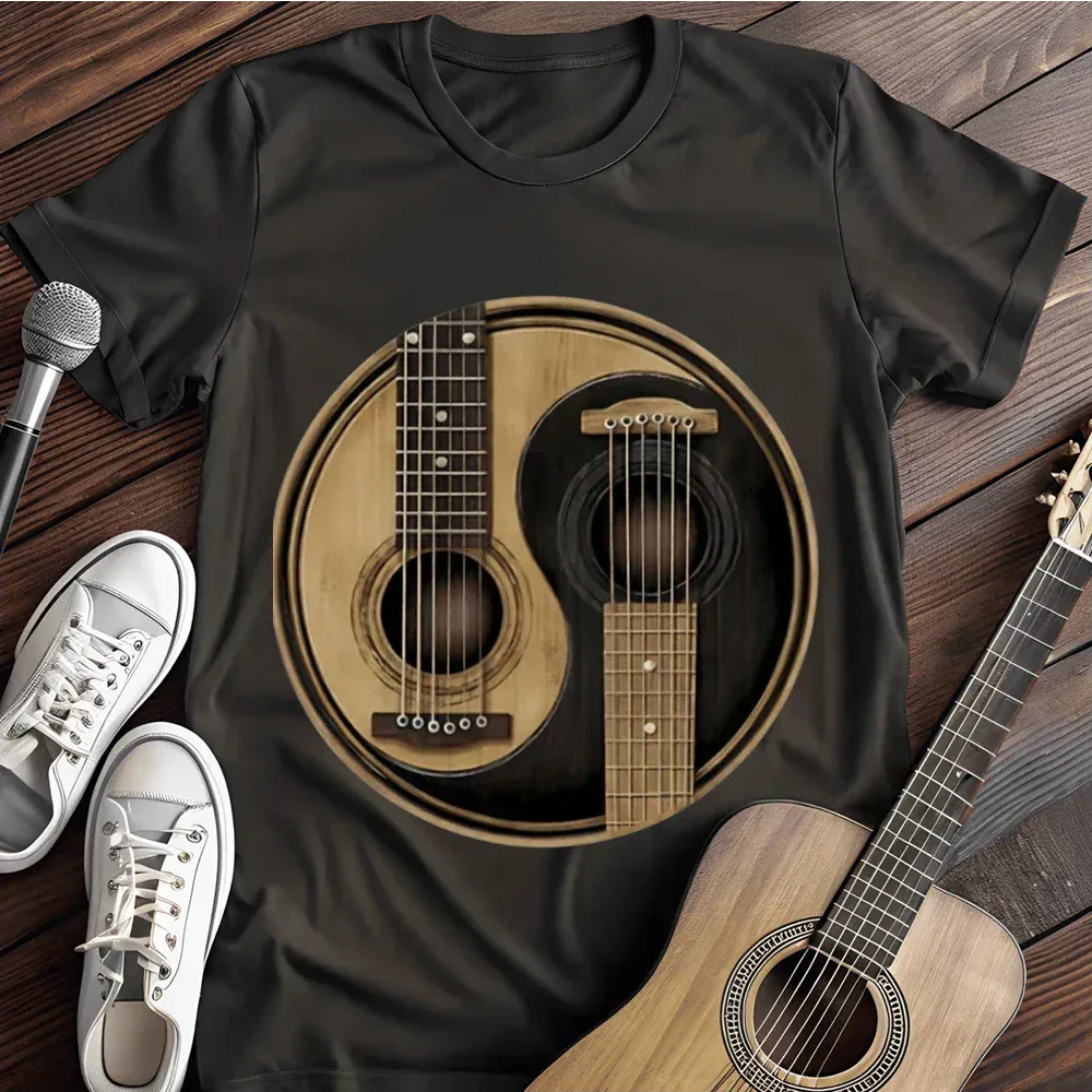 Printify T-Shirt Black / S Ying Yang Six String T Shirt