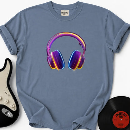 Printify T-Shirt Blue Jean / S Glowing Headphones Premium T-Shirt