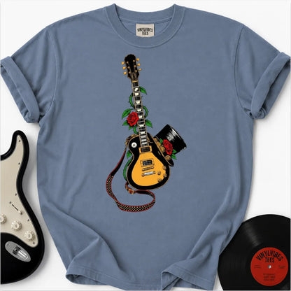 Printify T-Shirt Blue Jean / S Guitar Top Hat Premium T-Shirt