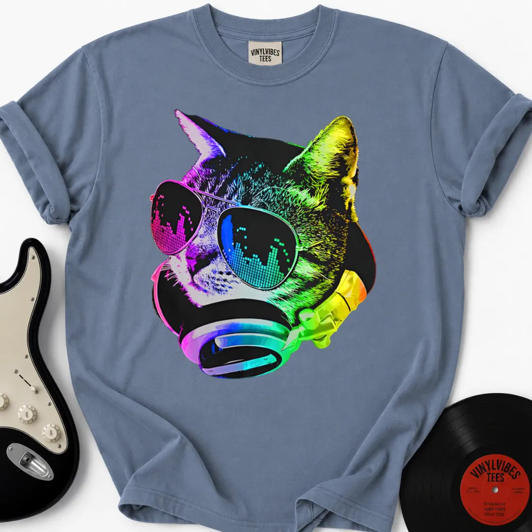Printify T-Shirt Blue Jean / S Music Cat Premium T-Shirt