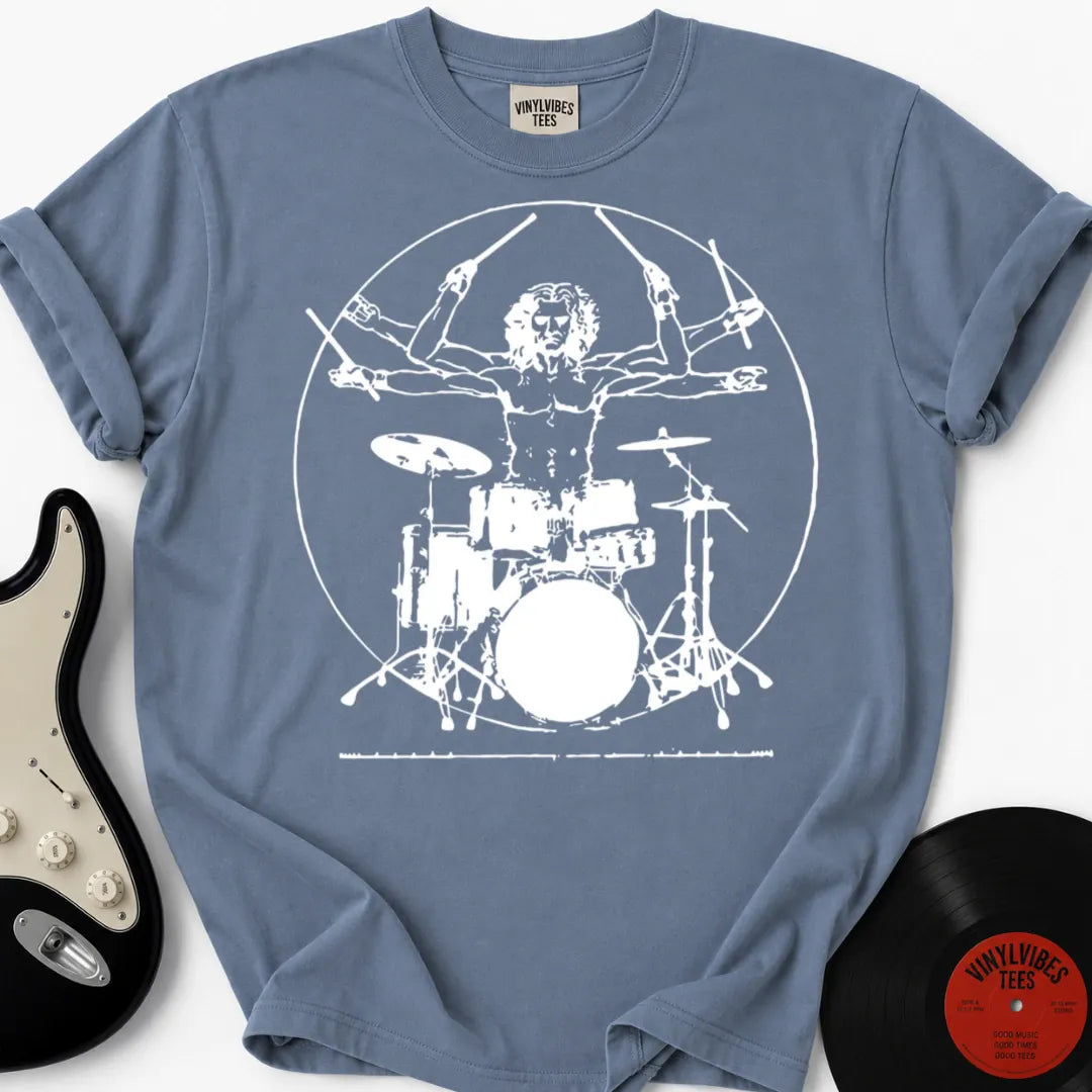 Printify T-Shirt Blue Jean / S Vitruvian Drummer Premium T-Shirt