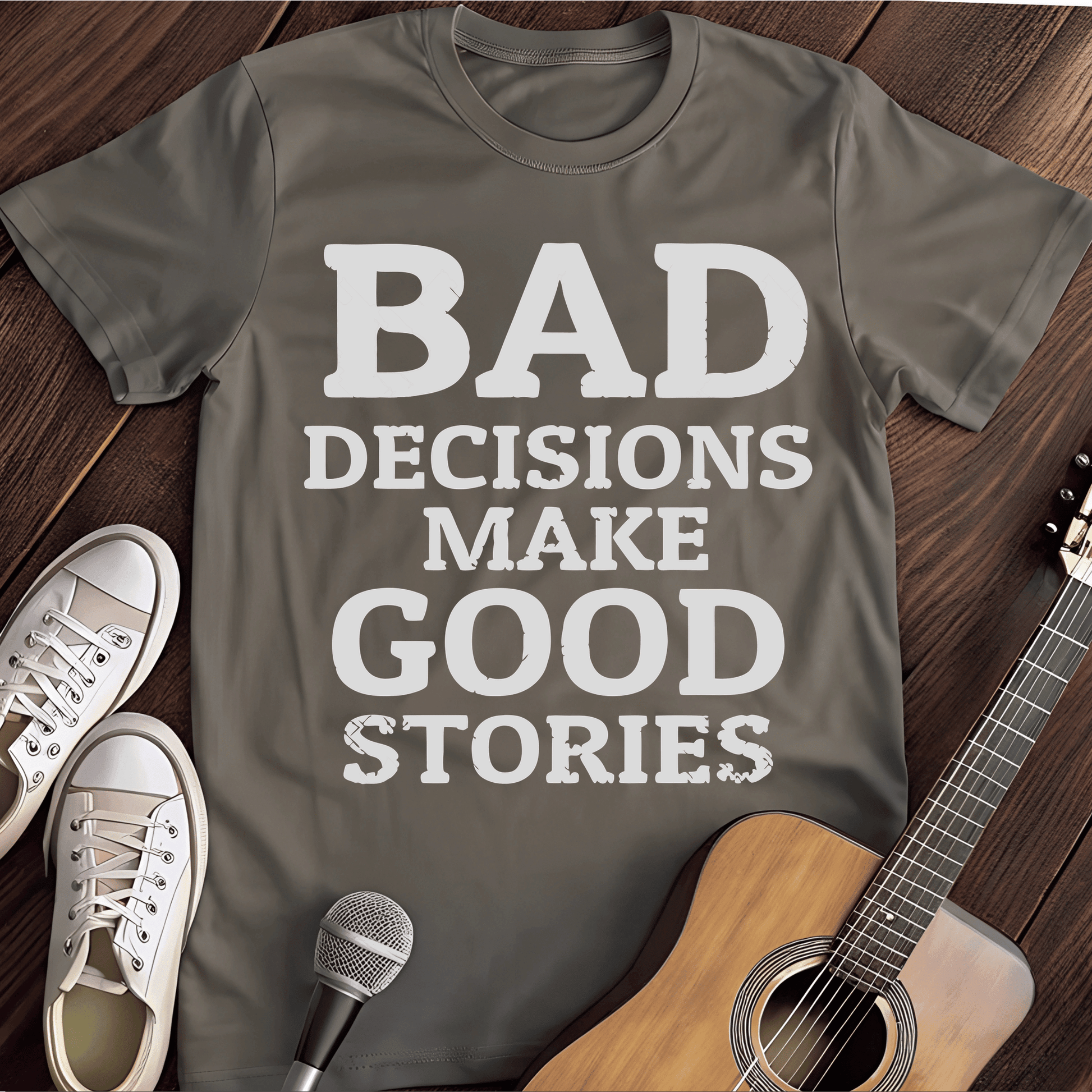 Printify T-Shirt Charcoal / S Bad Decisions Tee