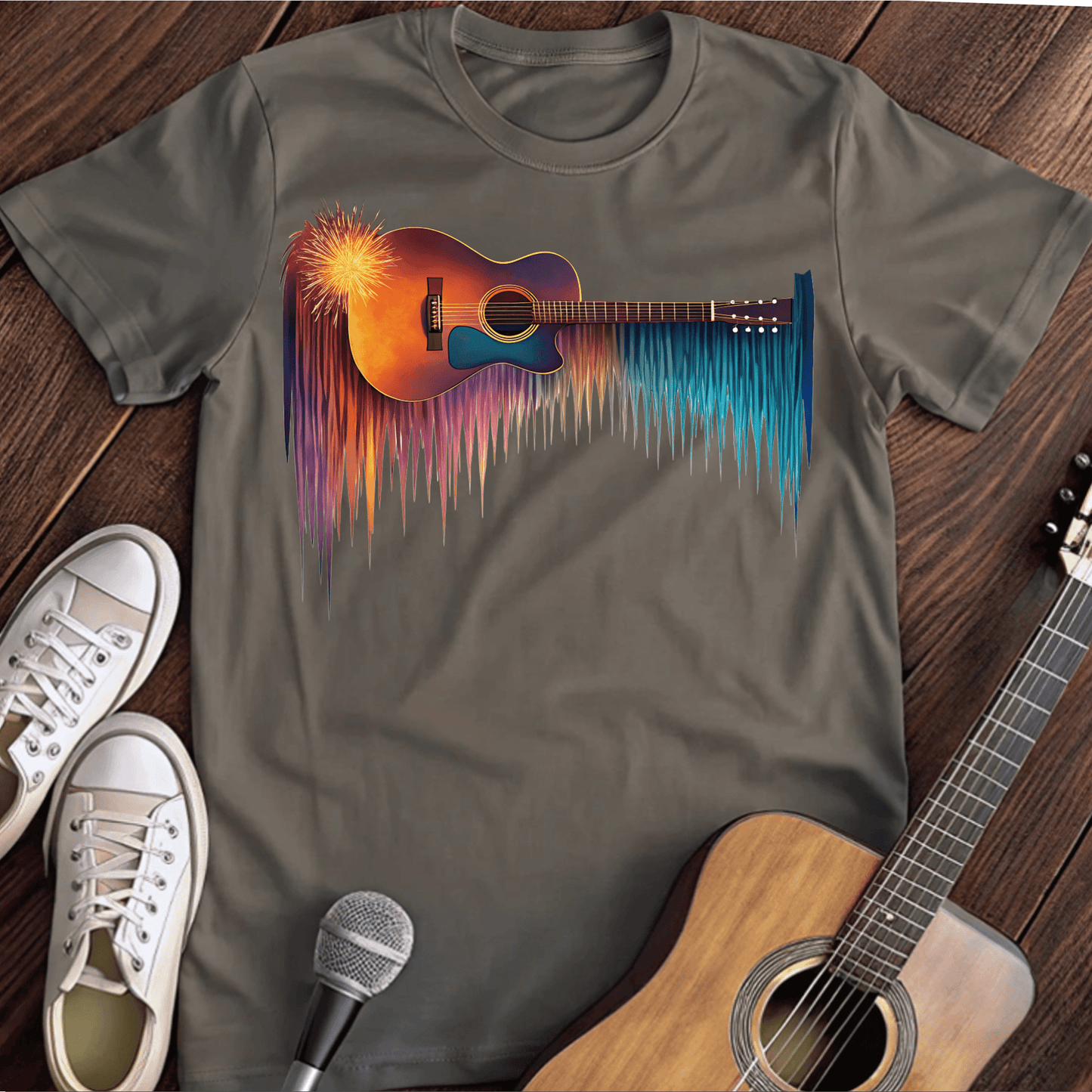 ⭐️⭐️⭐️⭐️⭐️ T-Shirt Charcoal / S Colorful guitar T-Shirt