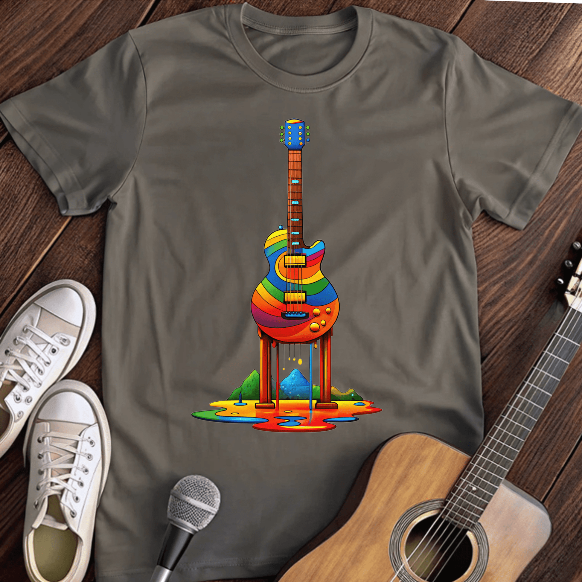 ⭐️⭐️⭐️⭐️⭐️ T-Shirt Charcoal / S Drippin Guitar T-Shirt