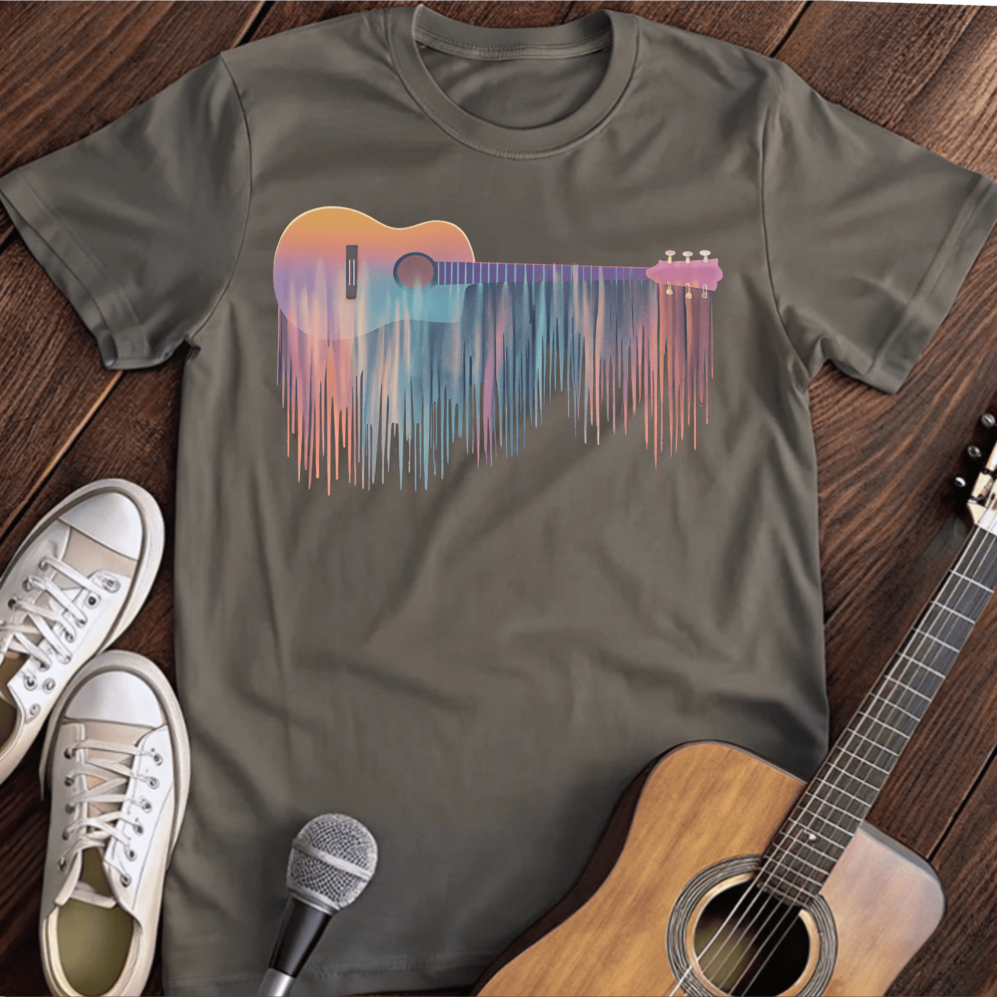 ⭐️⭐️⭐️⭐️⭐️ T-Shirt Charcoal / S Dripping Colors Guitar T-Shirt