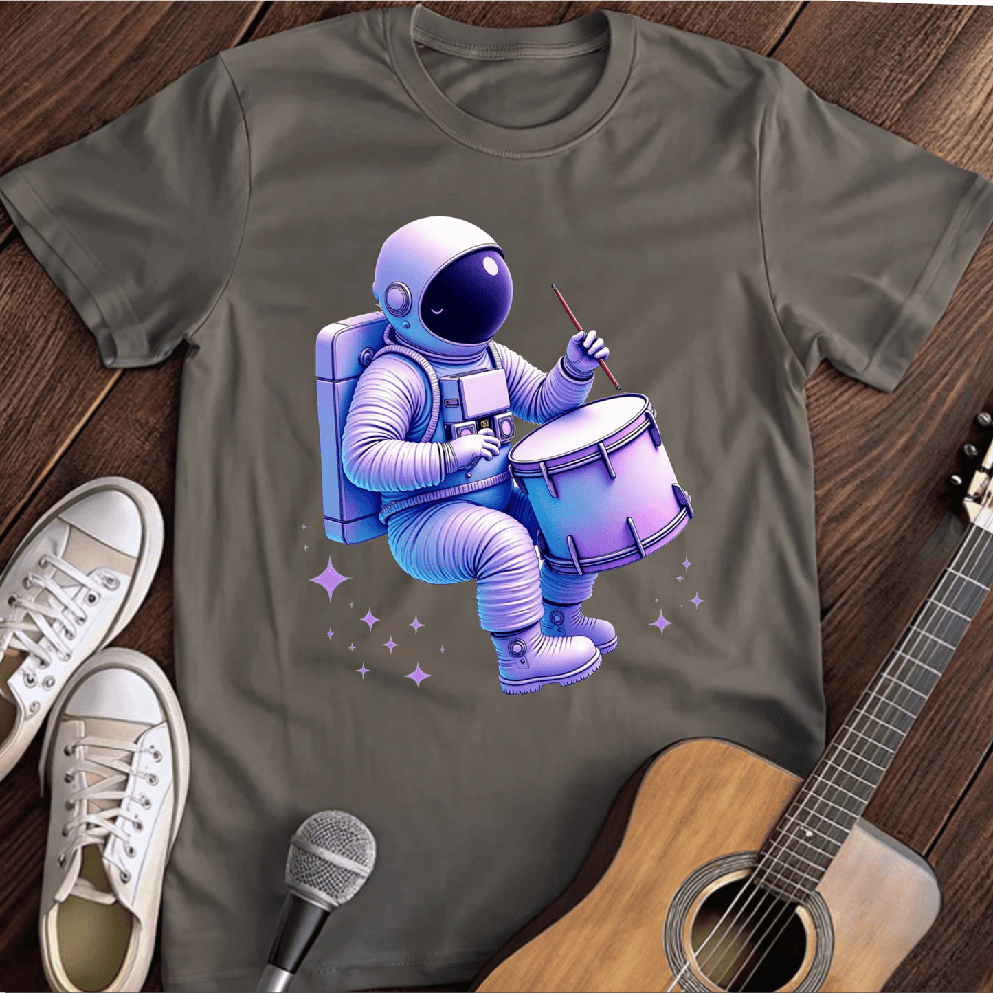 ⭐️⭐️⭐️⭐️⭐️ T-Shirt Charcoal / S Drummer Astronaut T-Shirt