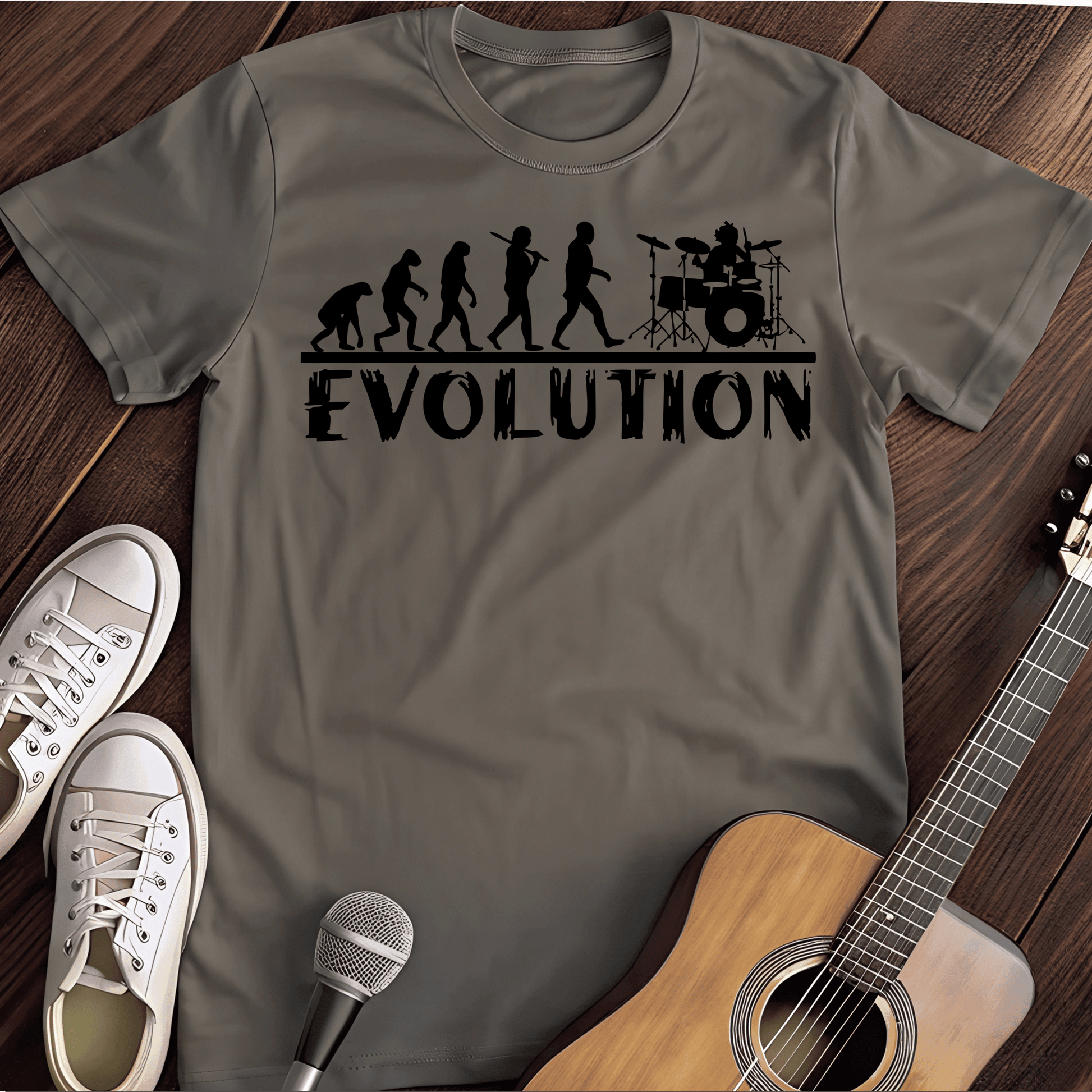 Printify T-Shirt Charcoal / S Drummer Evolution black Tee