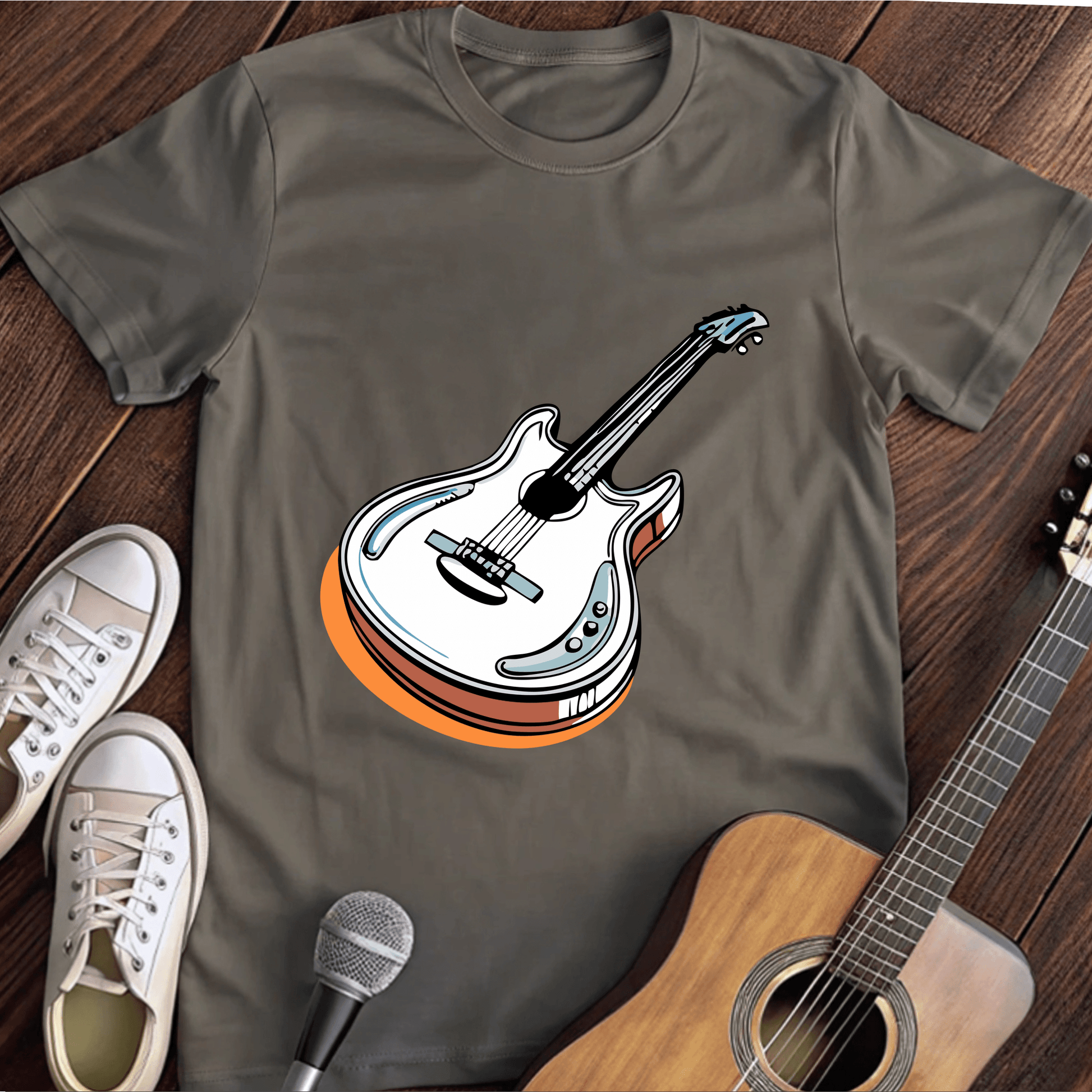 ⭐️⭐️⭐️⭐️⭐️(18) T-Shirt Charcoal / S Guitar Minimalist T-Shirt