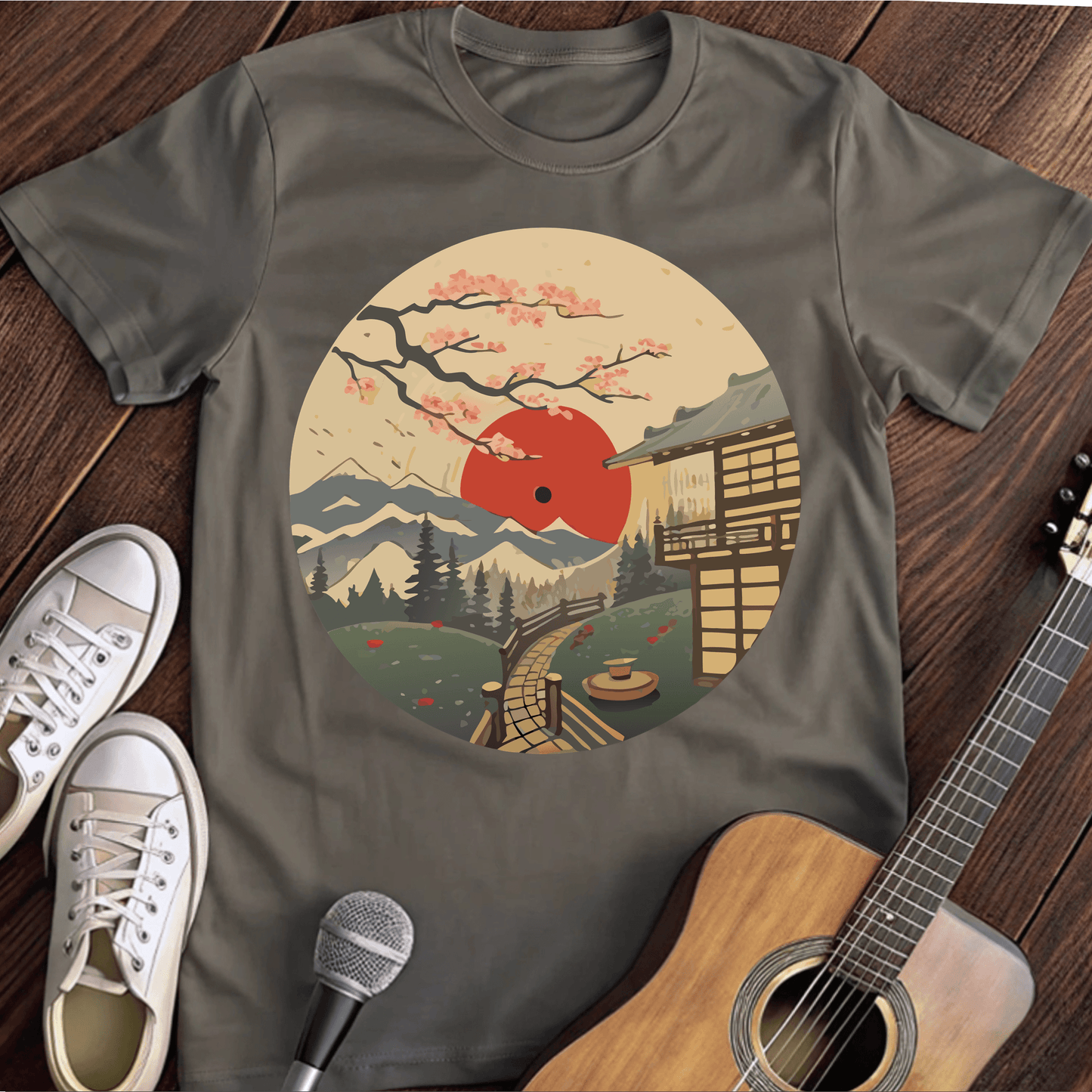 ⭐️⭐️⭐️⭐️⭐️(18) T-Shirt Charcoal / S Japan Garden Vinyl T-Shirt