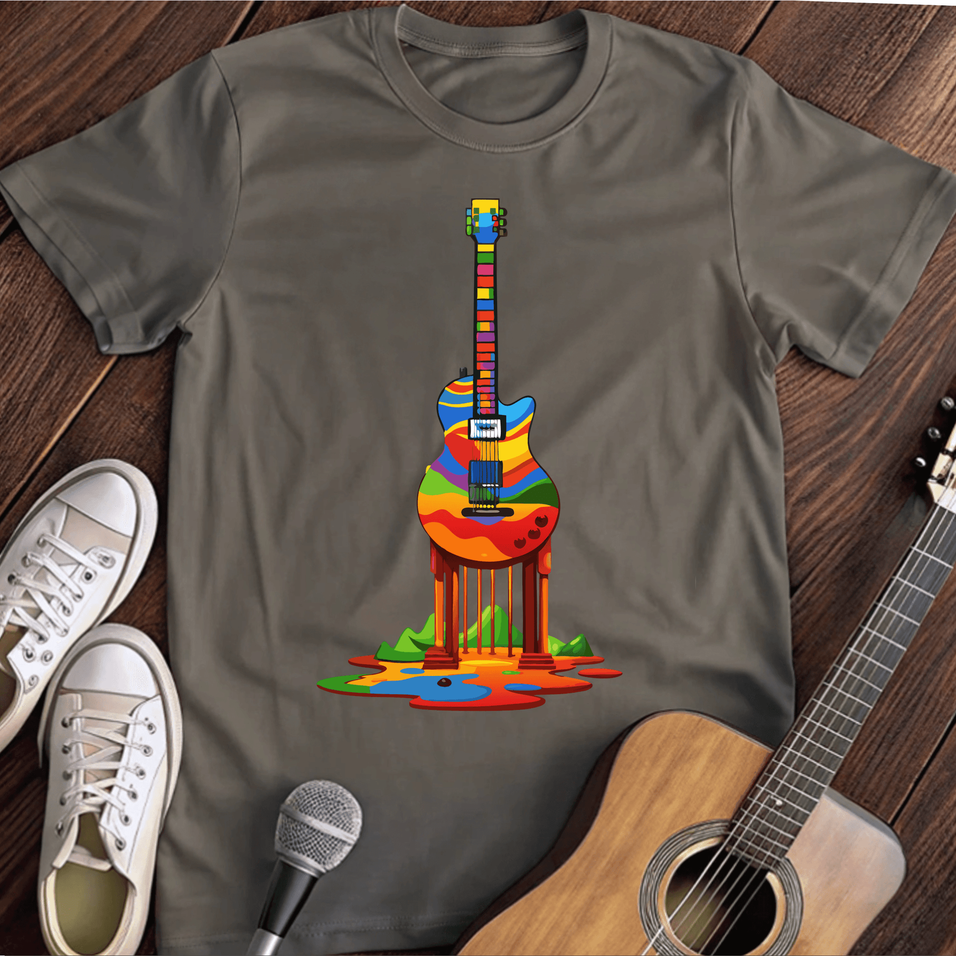 ⭐️⭐️⭐️⭐️⭐️ T-Shirt Charcoal / S Melting Guitar T-Shirt