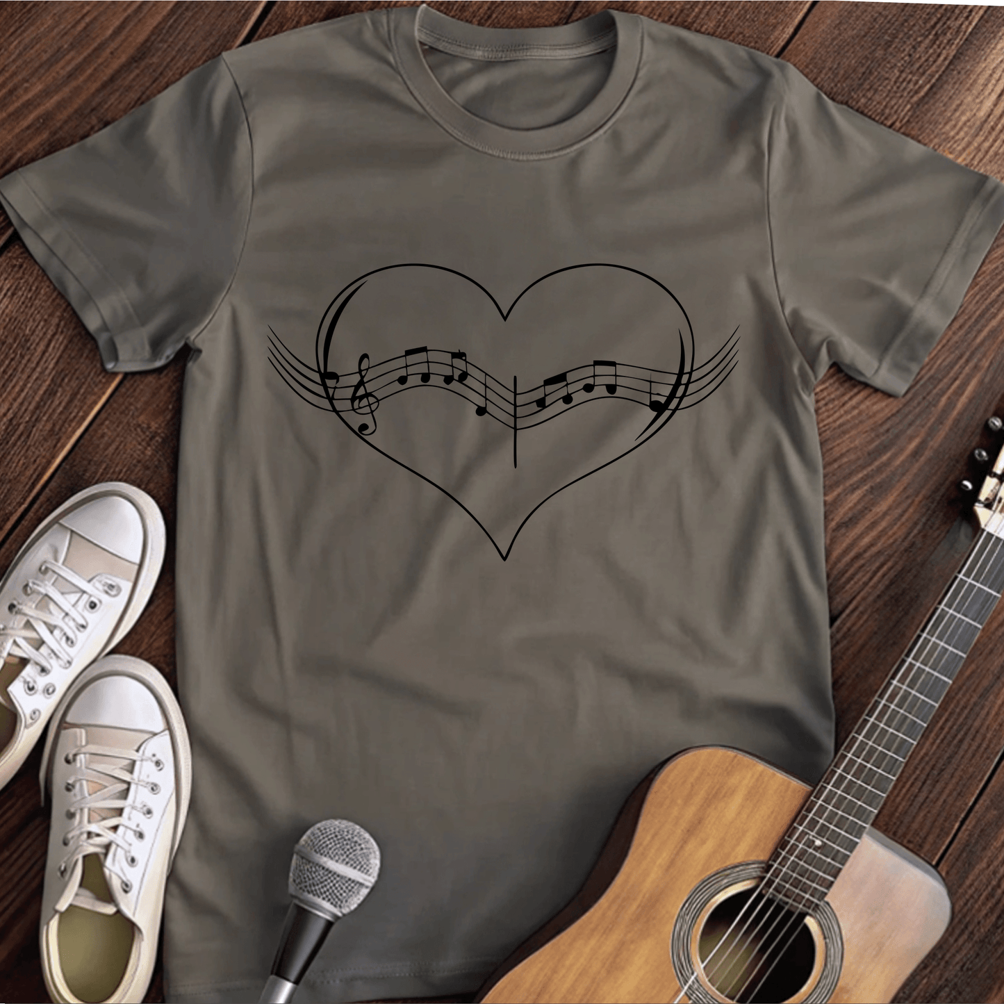 ⭐️⭐️⭐️⭐️⭐️ T-Shirt Charcoal / S Music Heartbeat T-Shirt