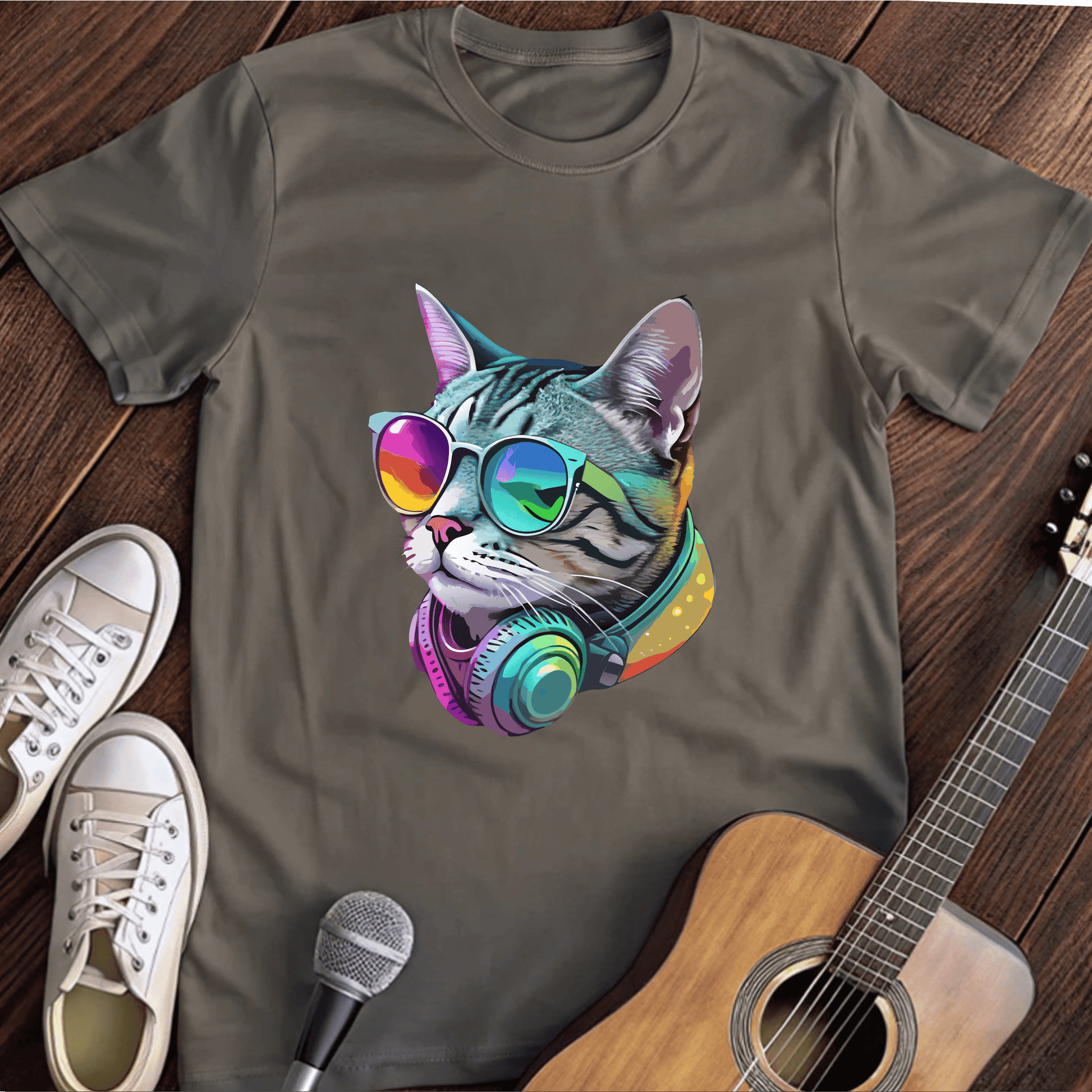 ⭐️⭐️⭐️⭐️⭐️ T-Shirt Charcoal / S Musical Cat T-Shirt