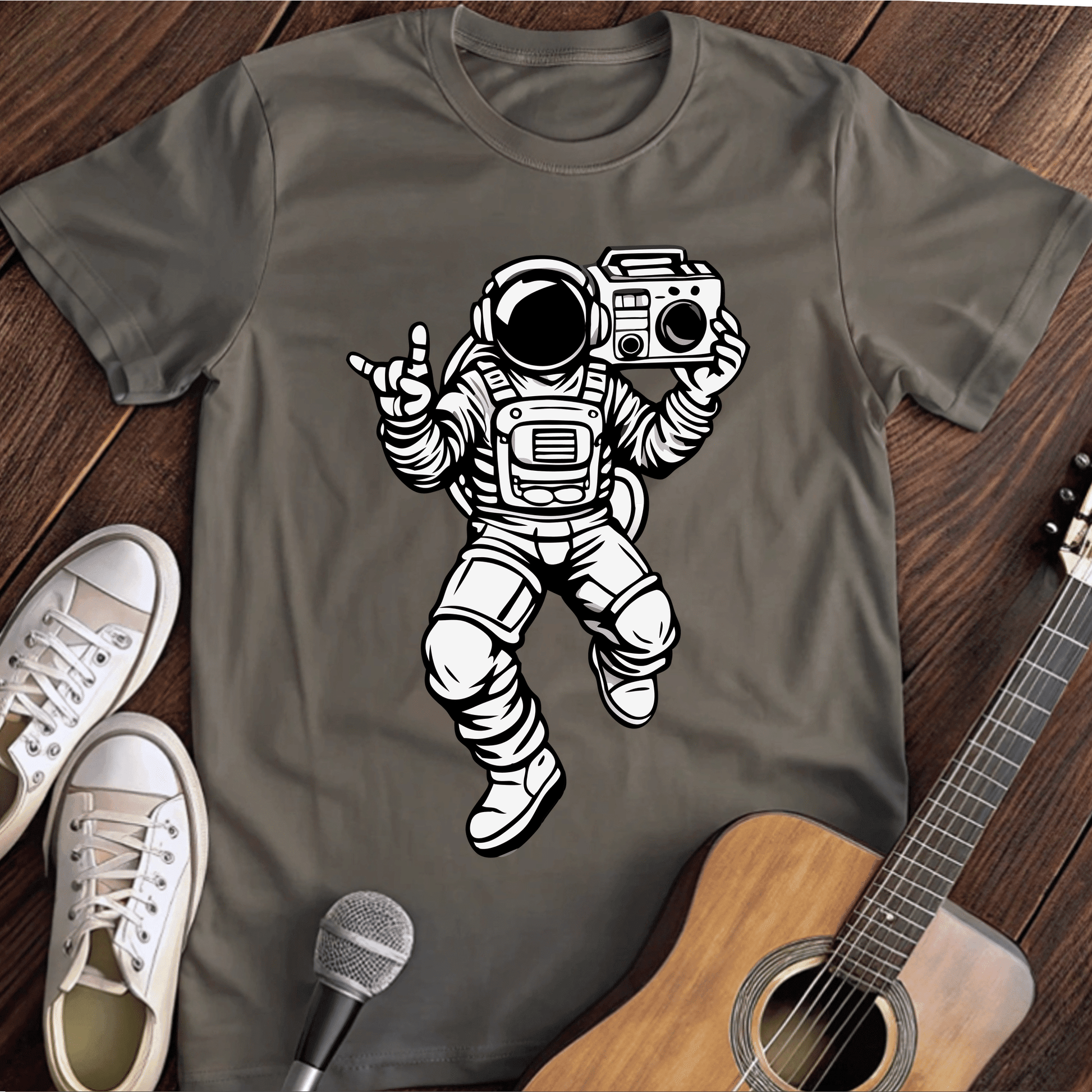 Printify T-Shirt Charcoal / S Rocking Astronaut Tee