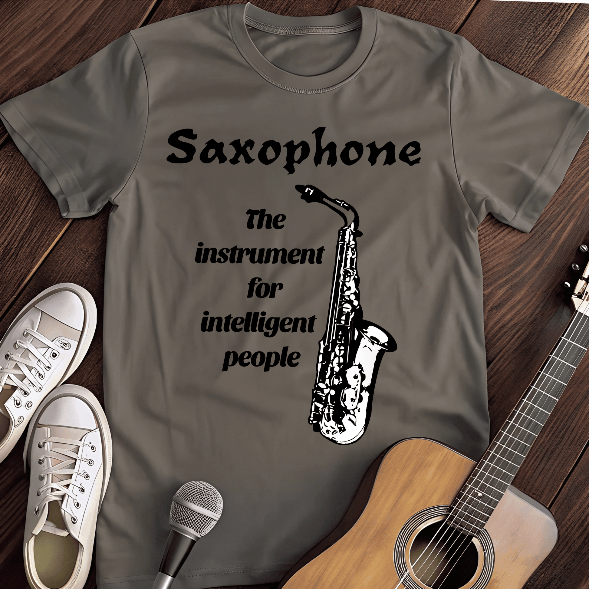 Printify T-Shirt Charcoal / S Smart Saxophone Tee