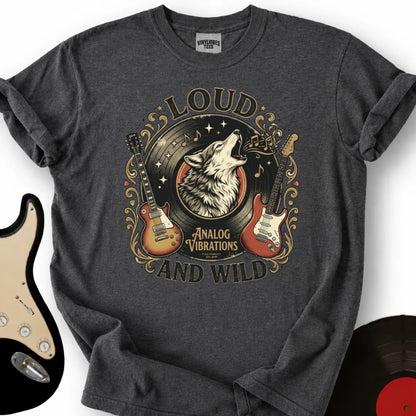 Printify T-Shirt Dark Heather / S Analog Vibrations Wolf T-Shirt