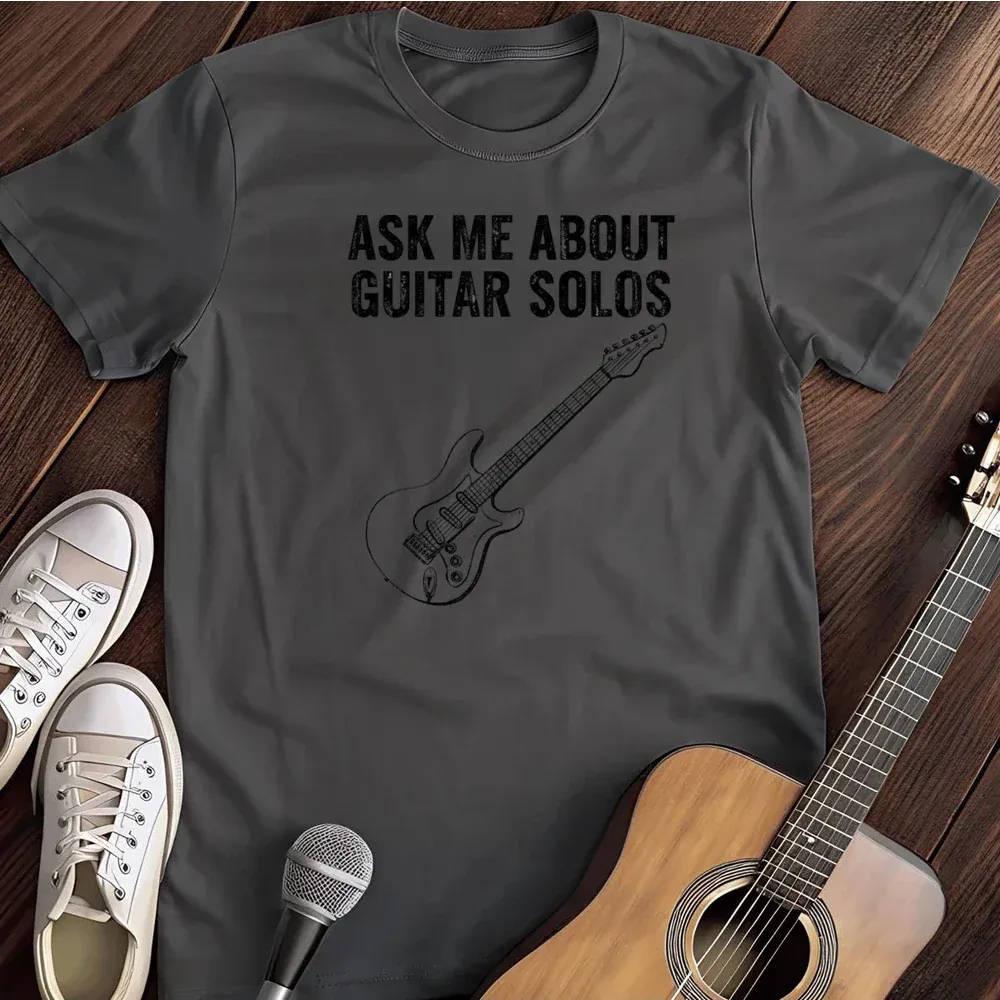 Printify T-Shirt Dark Heather / S Ask Me About Guitar Solos T Shirt