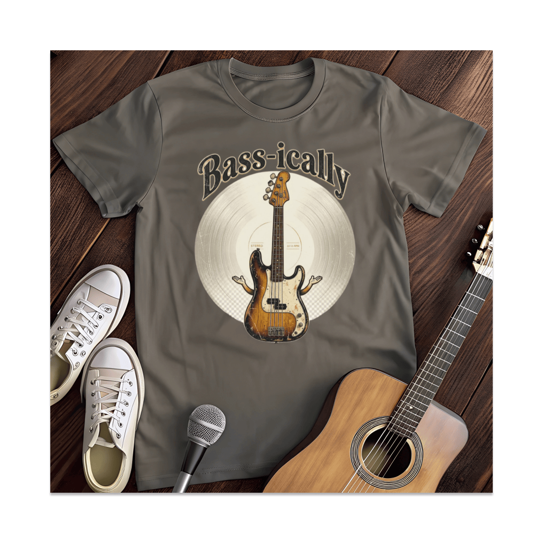 Printify T-Shirt Dark Heather / S Bass-ically Guitar T-Shirt