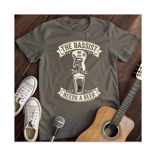 Printify T-Shirt Dark Heather / S Bassist Needs A Beer T-Shirt