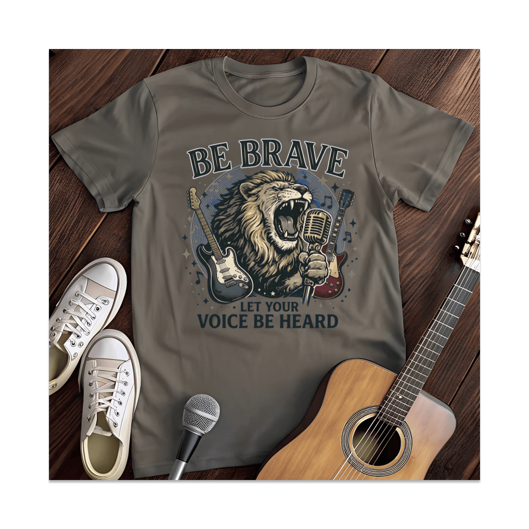 Printify T-Shirt Dark Heather / S Be Brave Roaring Lion T-Shirt