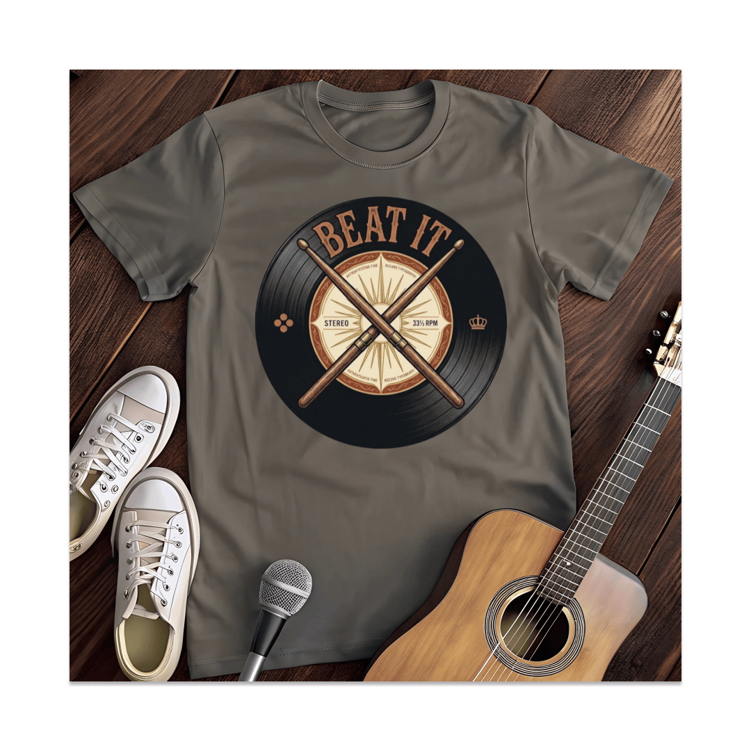 Printify T-Shirt Dark Heather / S Beat It Drumsticks Record T-Shirt