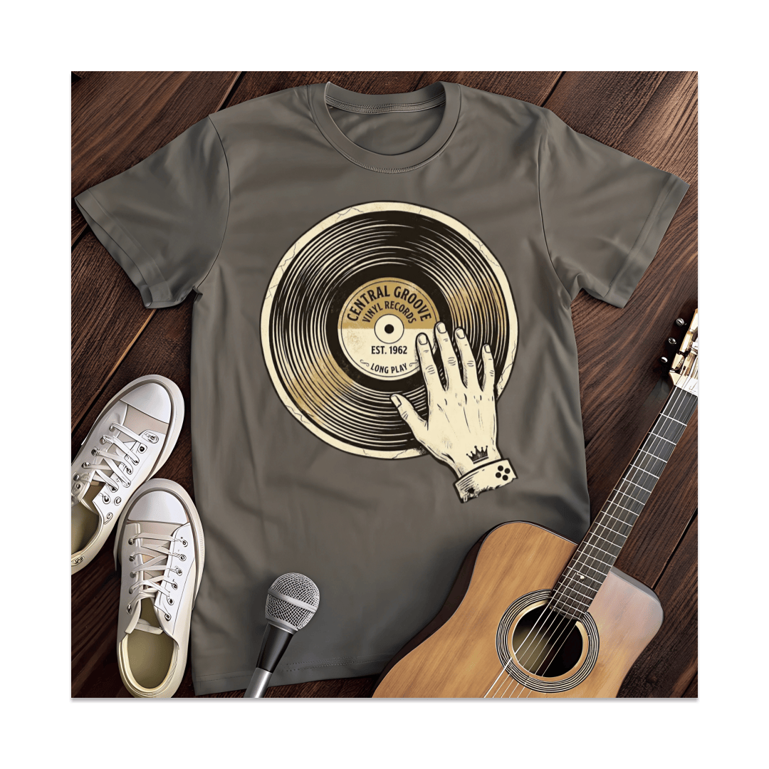 Printify T-Shirt Dark Heather / S Central Groove Vinyl Records T-Shirt