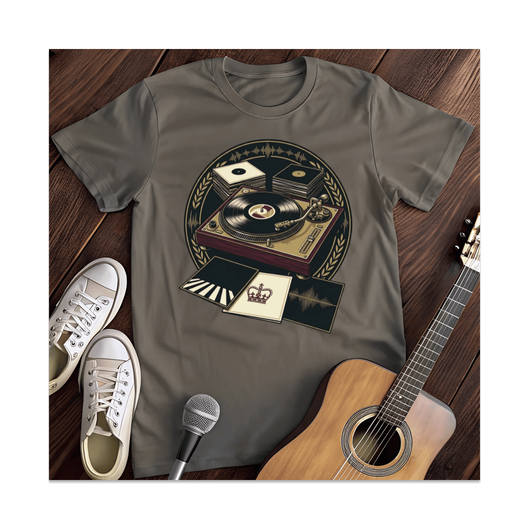Printify T-Shirt Dark Heather / S Classic Turntable Records T-Shirt