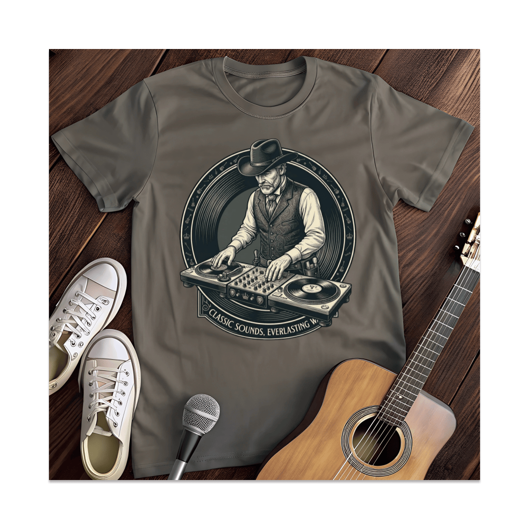 Printify T-Shirt Dark Heather / S Cowboy Turntable DJ T-Shirt